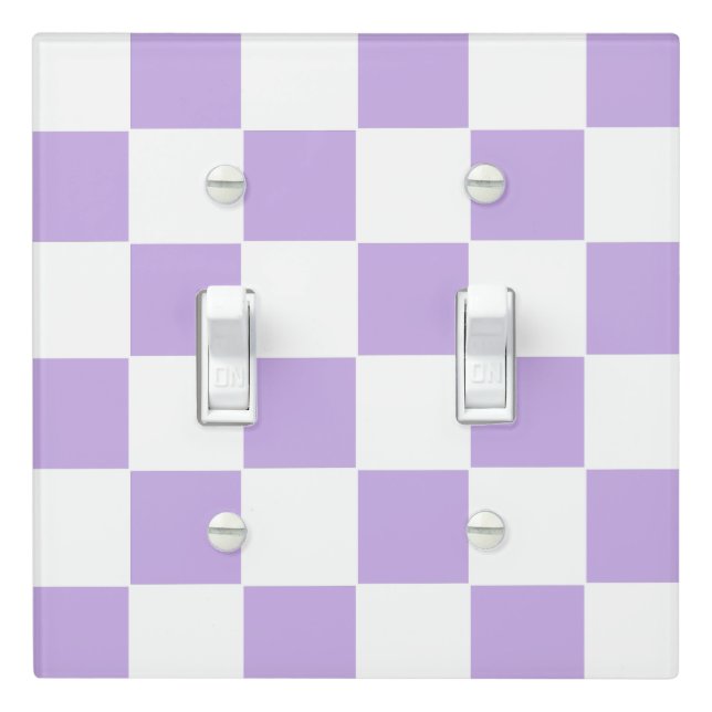 Checkered Lavender and White Light Switch Cover (In Situ)