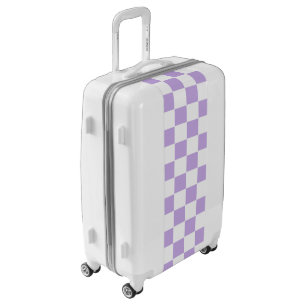 Checkered Lavender and White Luggage