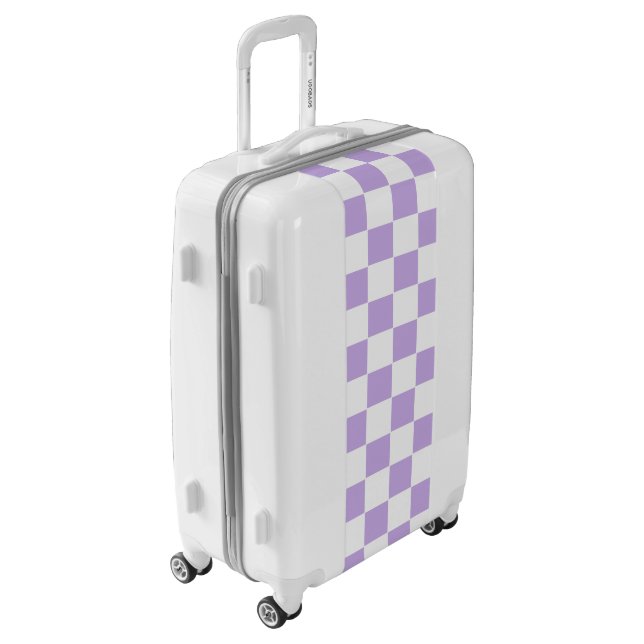 Checkered Lavender and White Luggage (Rotated Left)