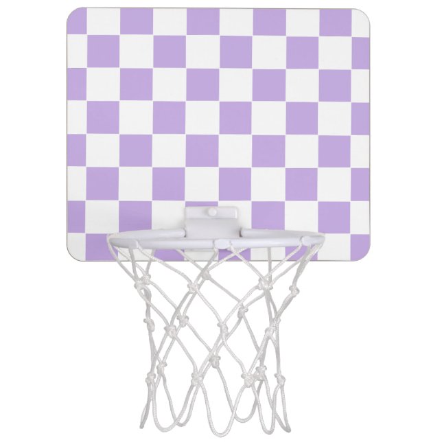 Checkered Lavender and White Mini Basketball Hoop (Front)