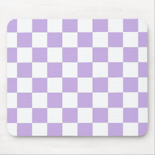 Checkered Lavender and White Mouse Pad