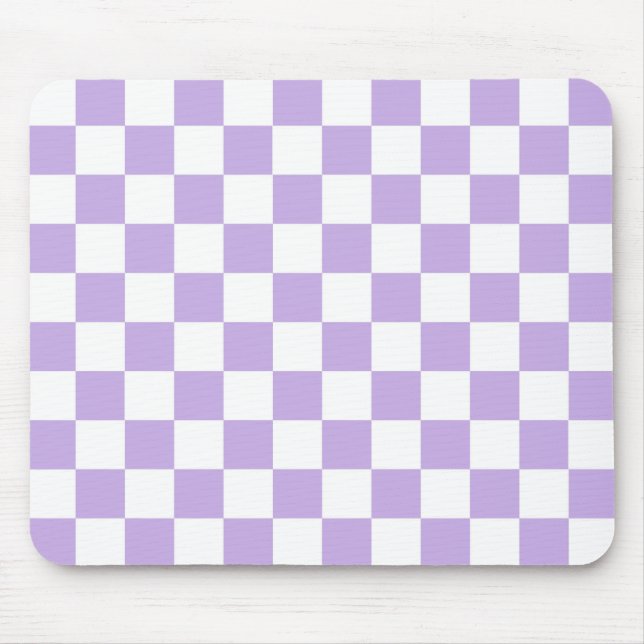 Checkered Lavender and White Mouse Pad (Front)