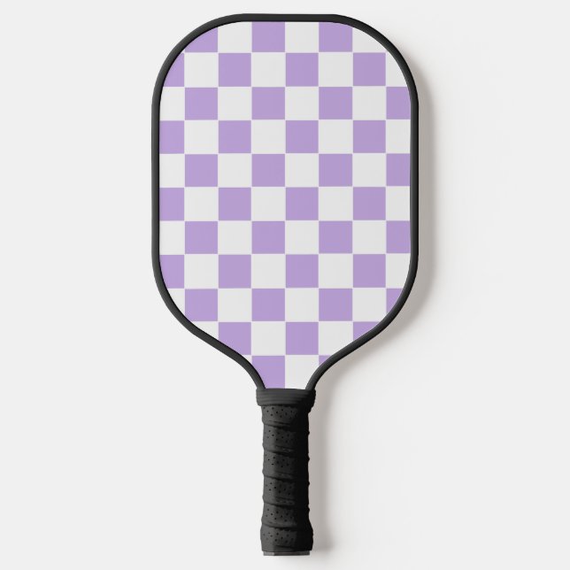 Checkered Lavender and White Pickleball Paddle (Front)