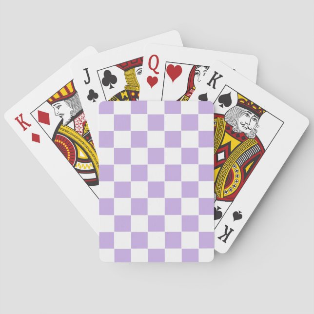 Checkered Lavender and White Poker Cards (Back)