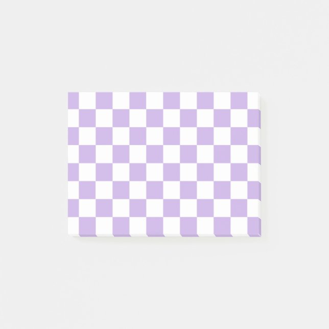 Checkered Lavender and White Post-it Notes (Front)