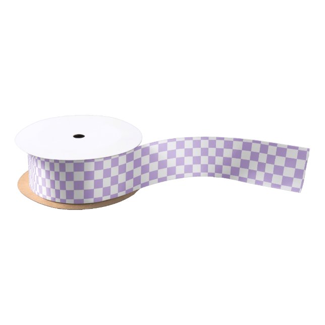 Checkered Lavender and White Satin Ribbon (Spool)