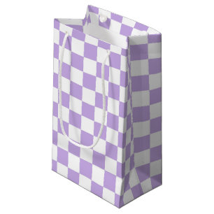 Checkered Lavender and White Small Gift Bag