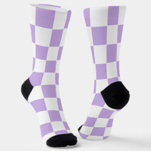 Checkered Lavender and White Socks