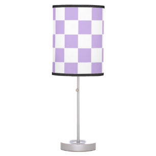 Checkered Lavender and White Table Lamp