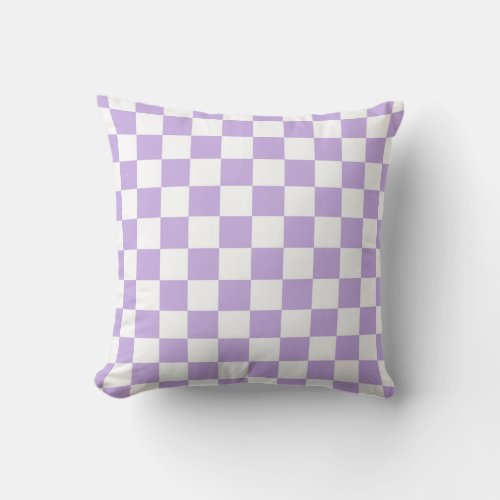 Checkered Lavender and White Throw Pillow