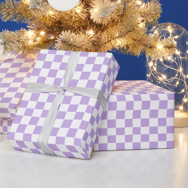 Checkered Lavender and White Wrapping Paper (Holidays)