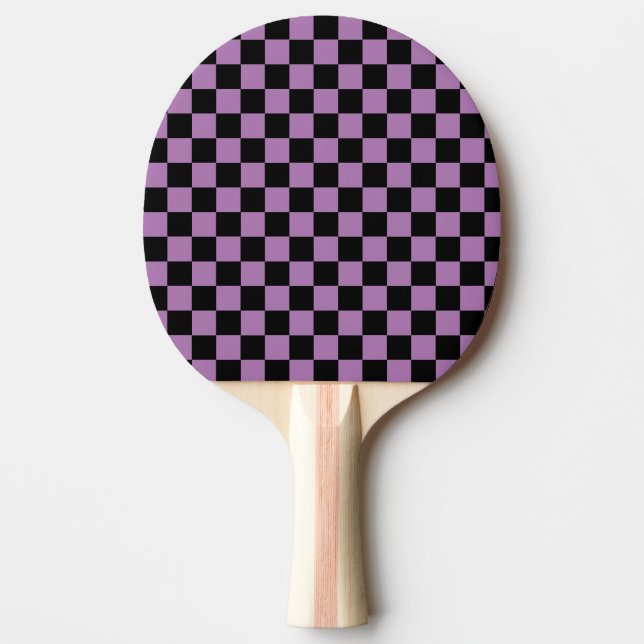 Checkered Lavender Purple and Black pattern Ping Pong Paddle (Front)