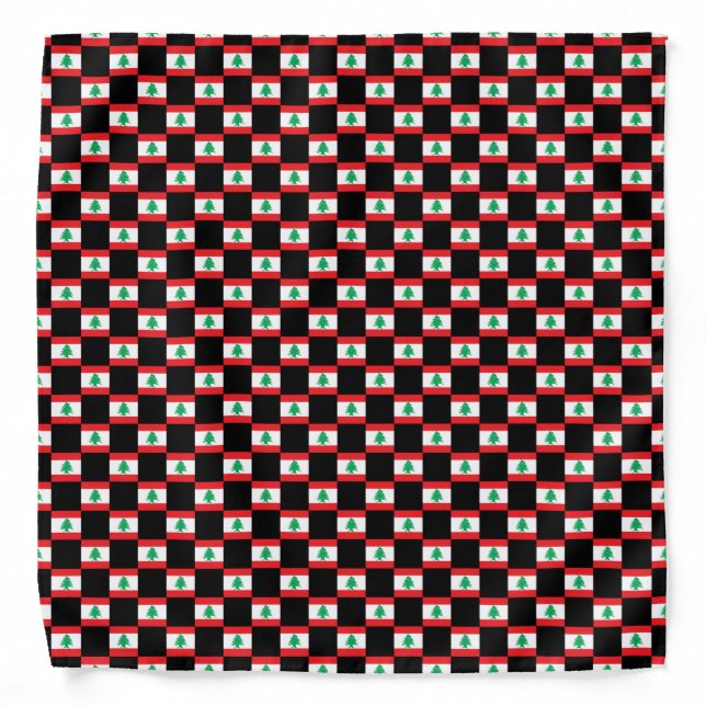 Checkered Lebanon Flag Pattern  Bandana (Front)