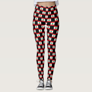 Checkered Lebanon Flag Pattern Leggings