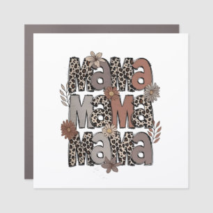 Checkered Leopard Race Funny Mom Race Mommy Car Magnet