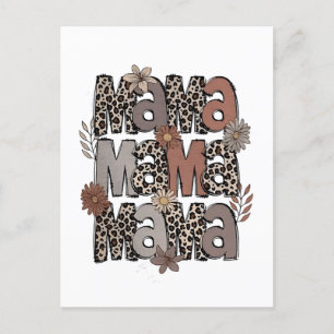 Checkered Leopard Race Funny Mom Race Mommy Holiday Postcard