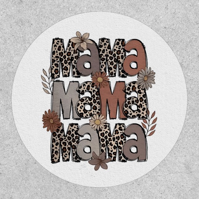 Checkered Leopard Race Funny Mom Race Mommy Patch (Front)