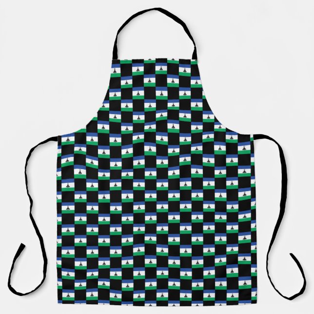 Checkered Lesotho Flag Pattern  Apron (Front)