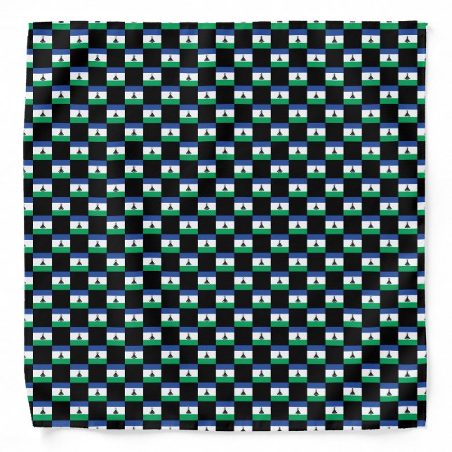 Checkered Lesotho Flag Pattern  Bandana (Front)