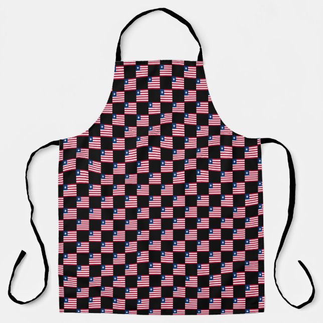 Checkered Liberia Flag Pattern  Apron (Front)