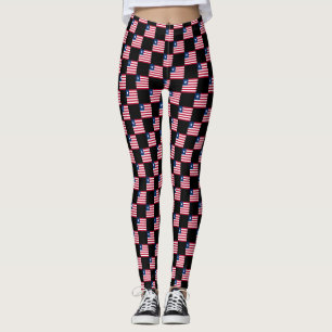 Checkered Liberia Flag Pattern Leggings