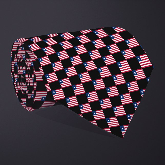 Checkered Liberia Flag Pattern  Neck Tie (Creator Uploaded)