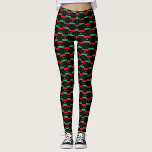 Checkered Libya Flag Pattern  Leggings