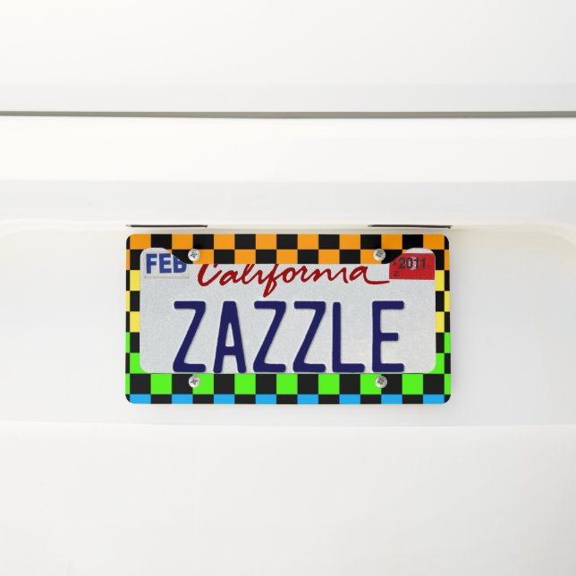 Checkered License Plate Frame (On Car)