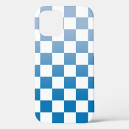 Checkered Light to Dark Blue Ombr&#233; Pattern iPhone 12 Case