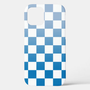 Checkered Light to Dark Blue Ombré Pattern iPhone 12 Case