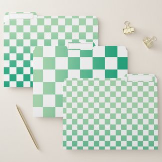 Checkered Light to Dark Green Gradient Pattern File Folder