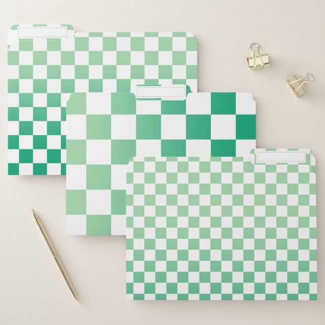 Checkered Light to Dark Green Gradient Pattern File Folder (Set)