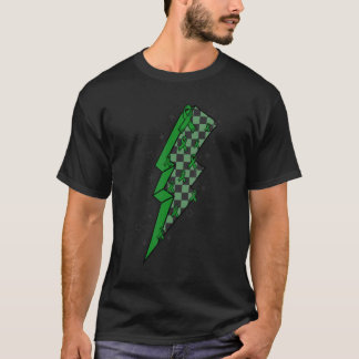 Checkered Lightning Green Ribbon World Mental Heal T-Shirt