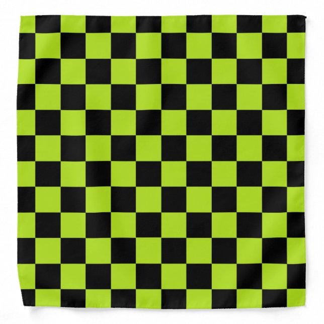 Checkered Lime Green and Black Bandana (Front)