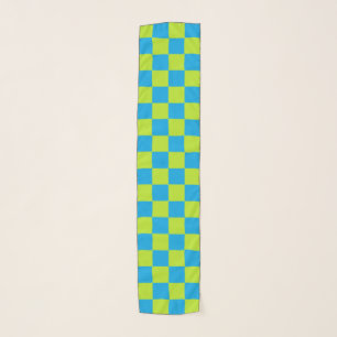 Checkered Lime Green and Turquoise Scarf