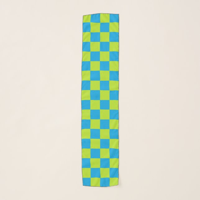 Checkered Lime Green and Turquoise Scarf (Front)