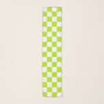 Checkered Lime Green and White Scarf<br><div class="desc">Abstract digital art of lime green and white squares in a checkered formation.</div>