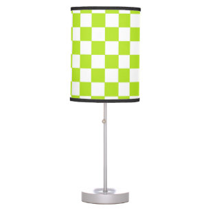 Checkered Lime Green and White Table Lamp