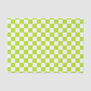 Checkered Lime Green and White Tissue Paper
