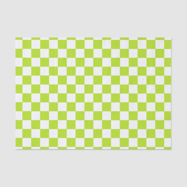 Checkered Lime Green and White Tissue Paper (Front)