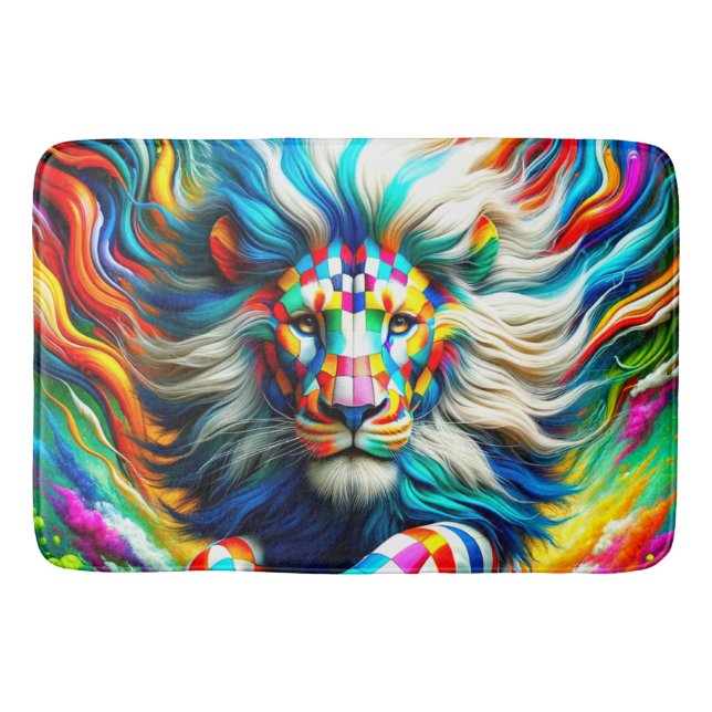 Checkered Lion Bath Mat (Front)