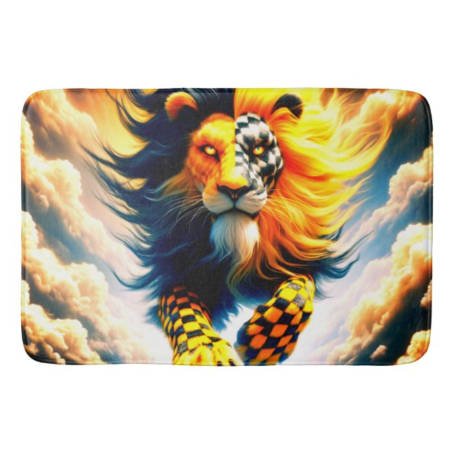 Checkered Lion Bath Mat (Front)