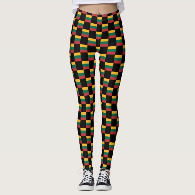 Checkered Lithuania Flag Pattern  Leggings (Front)