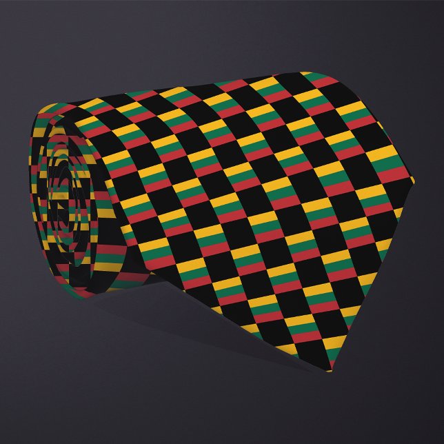 Checkered Lithuania Flag Pattern  Neck Tie (Creator Uploaded)