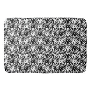 Checkered Love in Black and White  Bath Mat