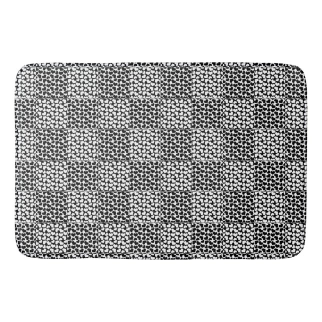 Checkered Love in Black and White  Bath Mat (Front)