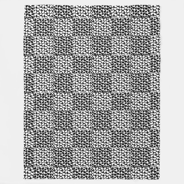 Checkered Love in Black and White  Fleece Blanket (Front)