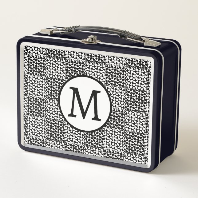 Checkered Love in Black and White  Metal Lunch Box (Front)