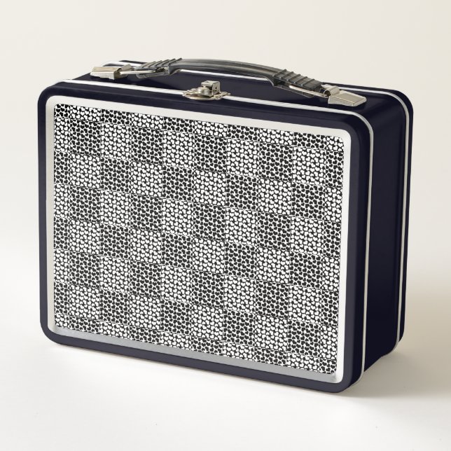 Checkered Love in Black and White  Metal Lunch Box (Front)