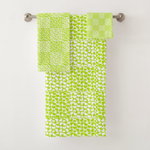 Checkered Love in Lime Green and White  Bath Towel Set